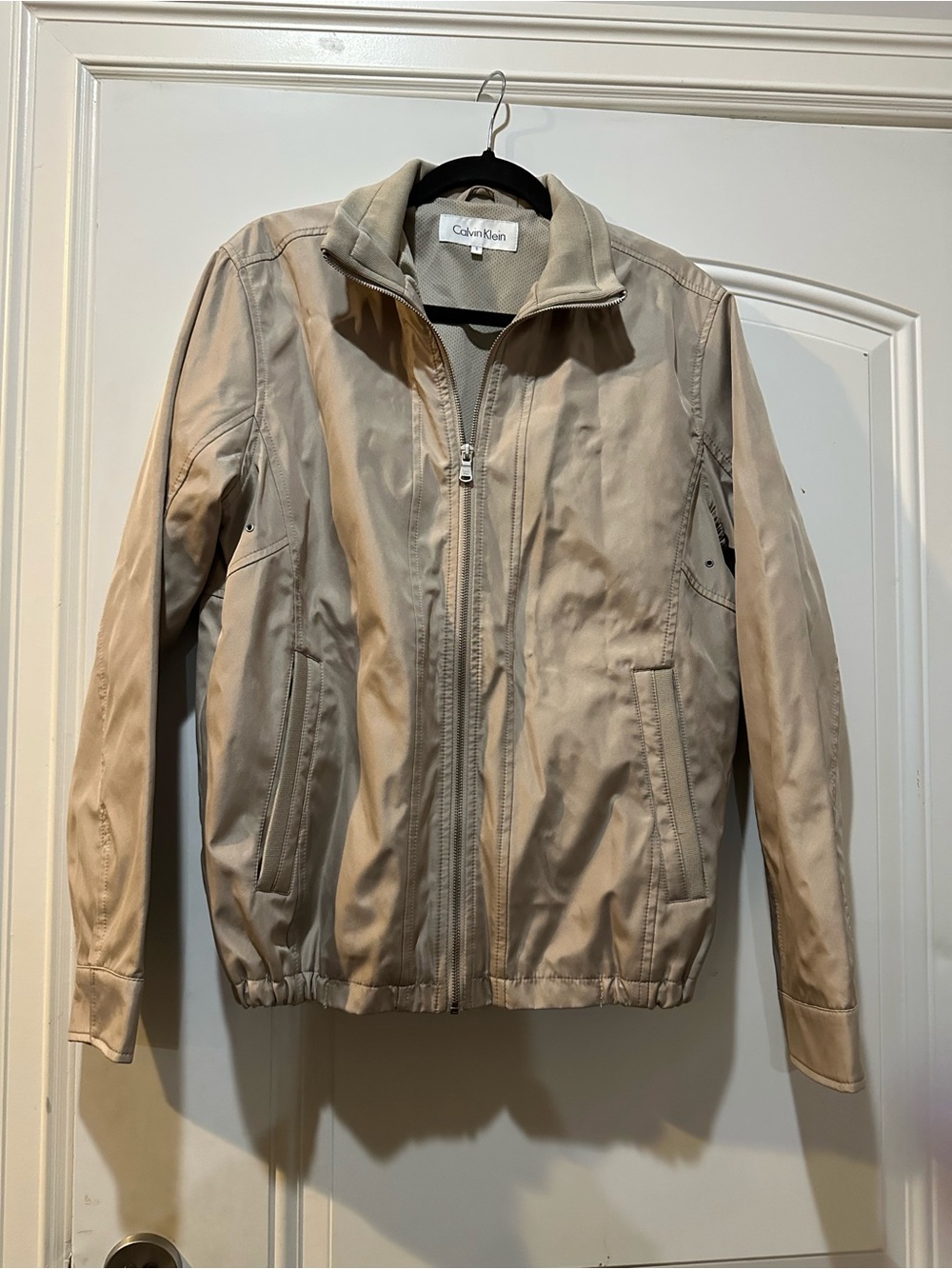 Calvin Klein Men's Light Beige Zip-Front Shirt Jacket